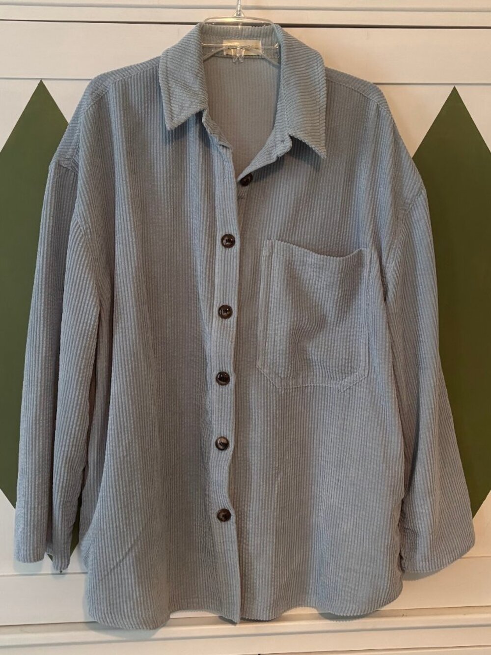 Luca + Grae Dusty Blue Oversized Corduroy Shacket